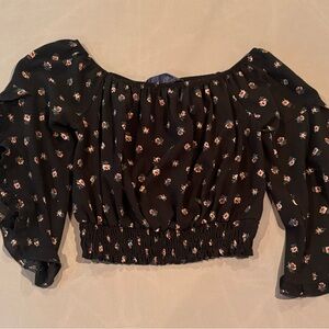 Black off the shoulder floral top